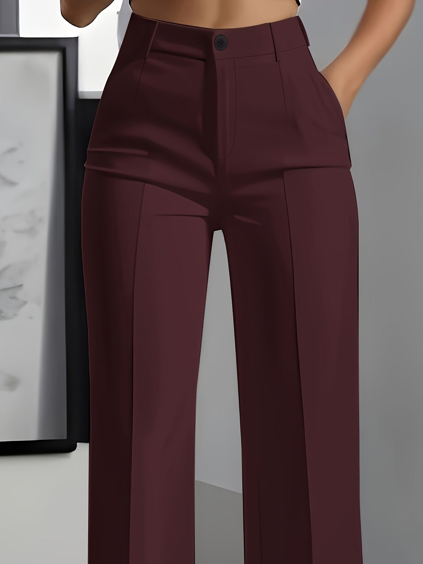 High-Waisted Wide-Leg Trousers – Tailored Creased Work Pants
