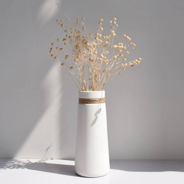 Modern White Ceramic Vase | Elegant Pottery Home Decor