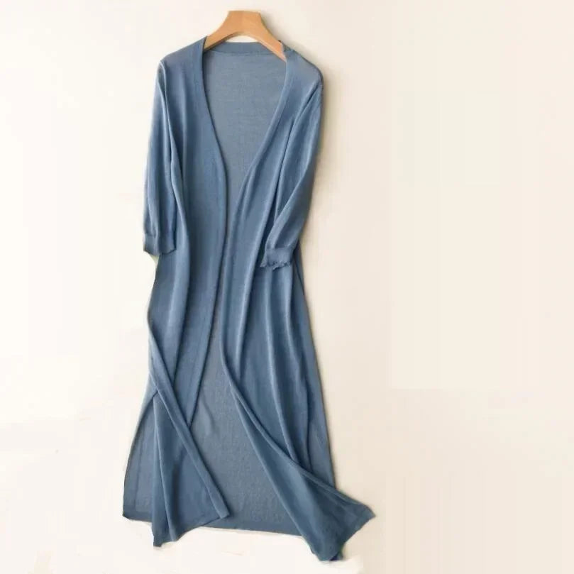 Knit Duster Cardigan – Open Front Maxi Layering Cardigan