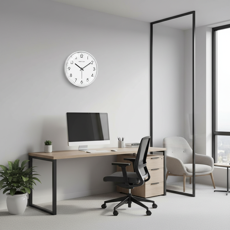 Silent White Round Wall Clock | Modern Wall Clock Decor