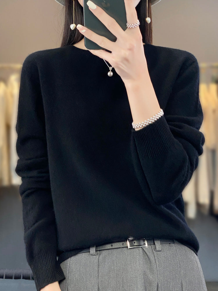 Fuzzy Knit Crew Neck Pullover Sweater – Relaxed Fit Long Sleeve