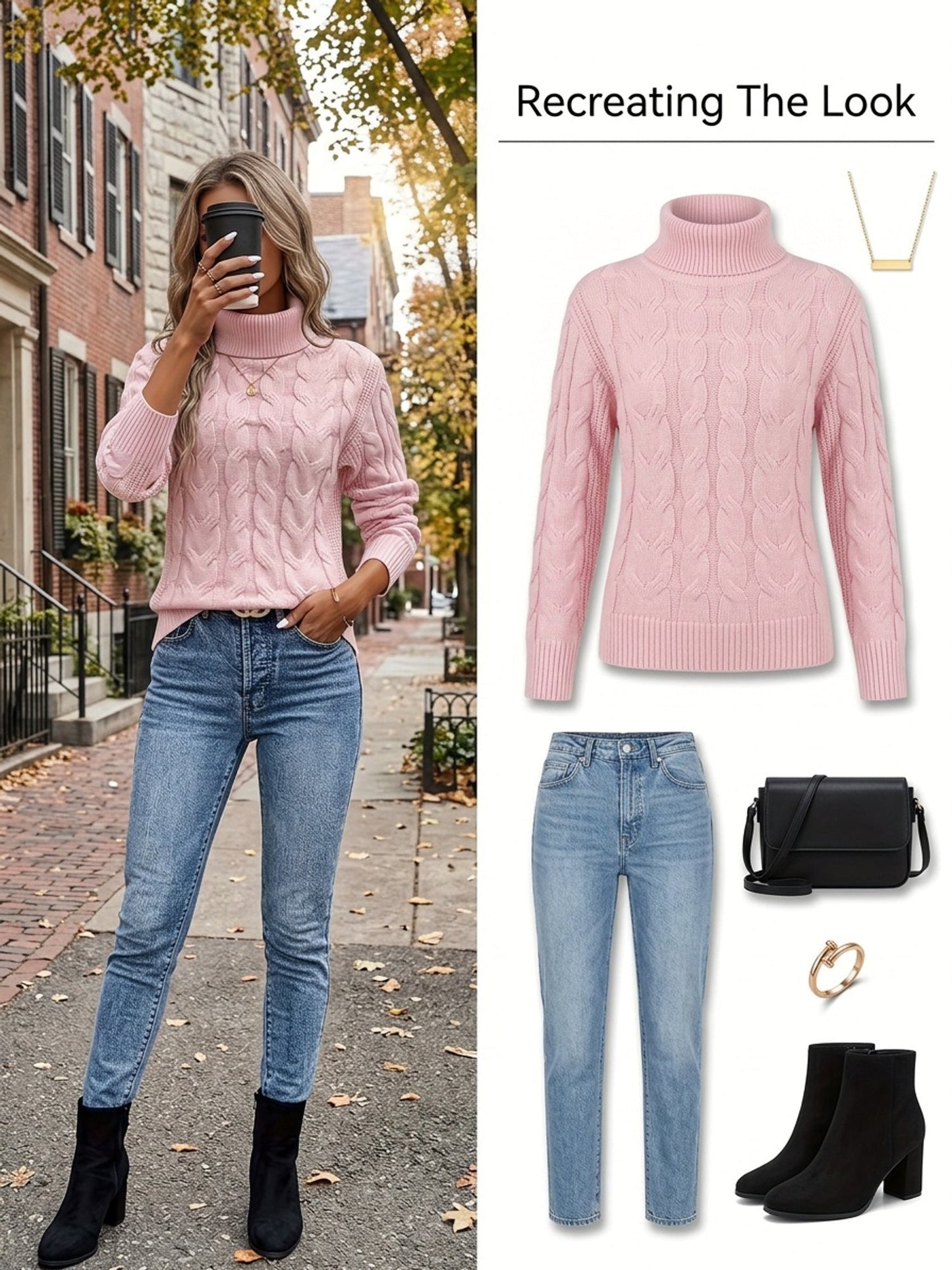 Cable Knit Turtleneck Sweater – Women's Long Sleeve Pullover