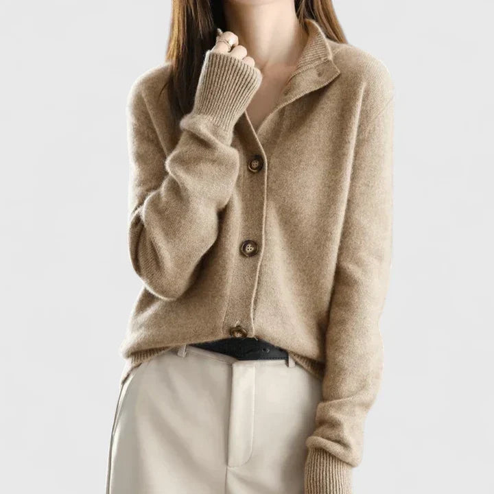 Knit Collared Cardigan – Button-Front Long Sleeve Sweater