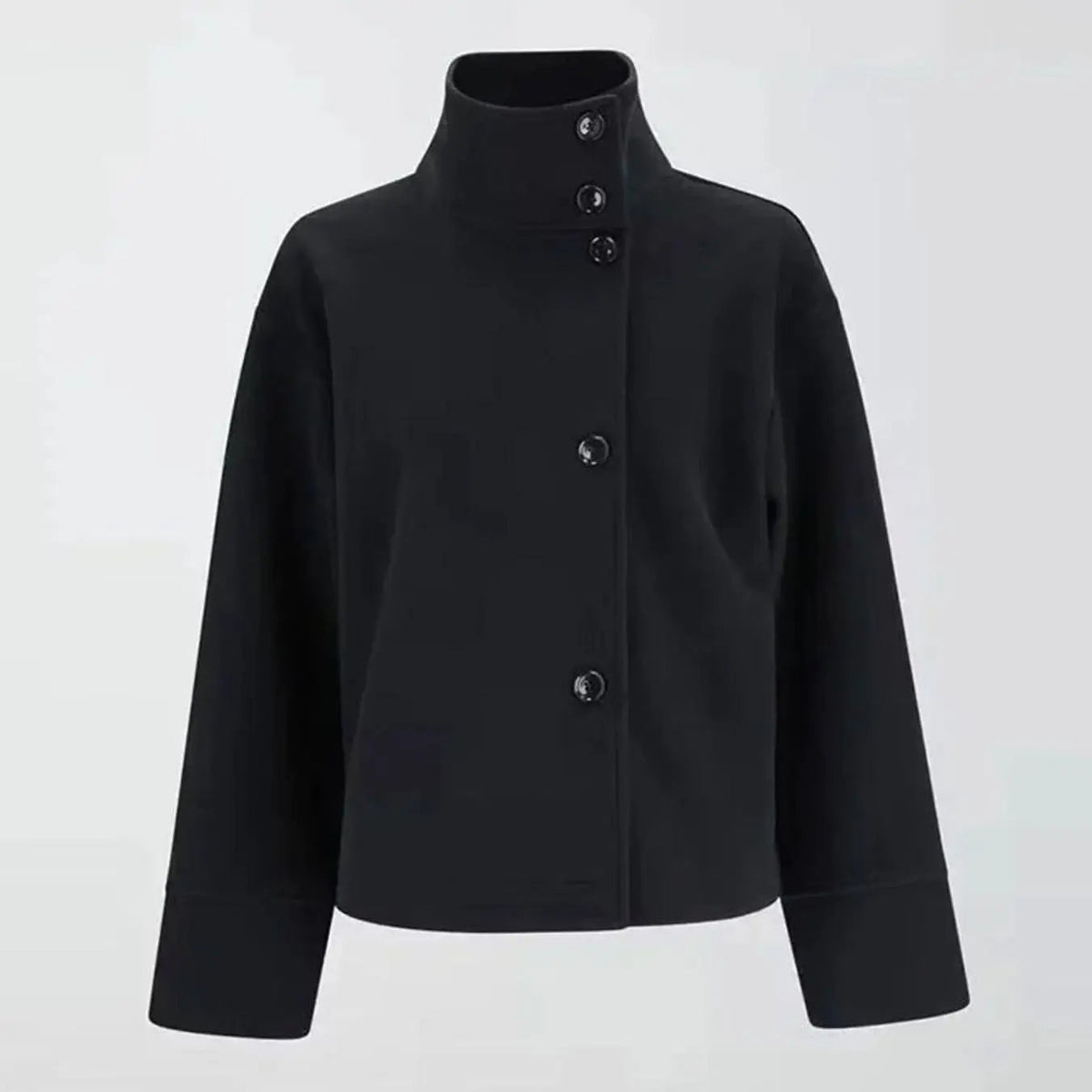 Women's Short Stand Collar Coat – Cropped Button-Up Outerwear