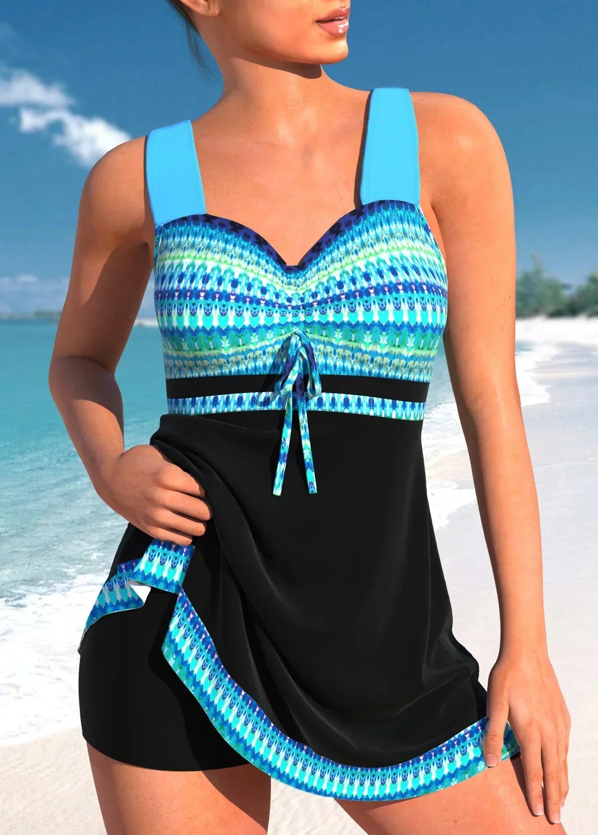 Women's Tankini Swimsuit Set – Tummy Control Two-Piece with Swim Skirt