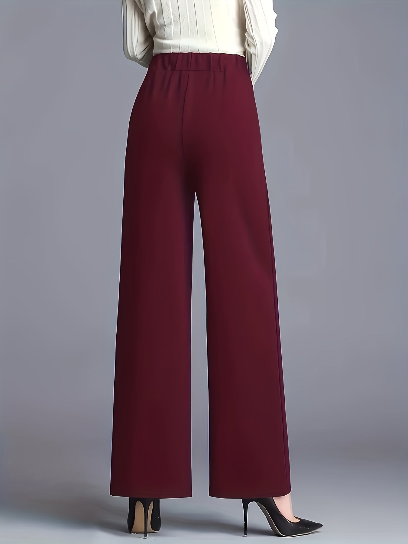 Wide-Leg Dress Pants – High-Waisted Tailored Trousers with Pockets