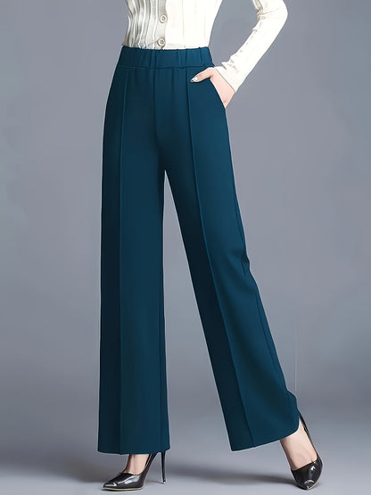 Wide-Leg Dress Pants – High-Waisted Tailored Trousers with Pockets