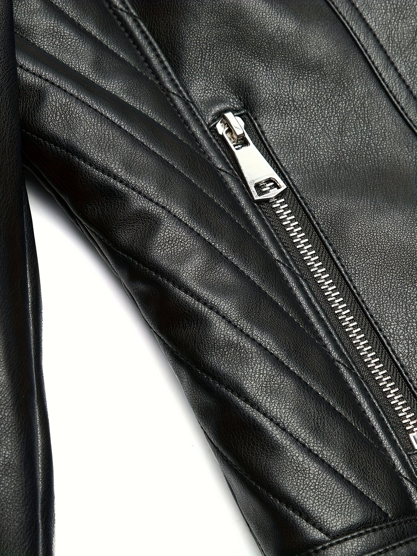 Faux Leather Moto Jacket – Asymmetric Zip Cropped Biker Jacket