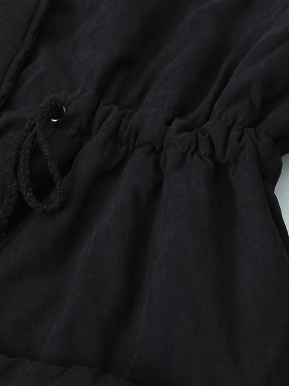 Fleece-Lined Hooded Parka – Women's Drawstring Waist Winter Coat