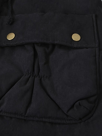 Fleece-Lined Hooded Parka – Women's Drawstring Waist Winter Coat