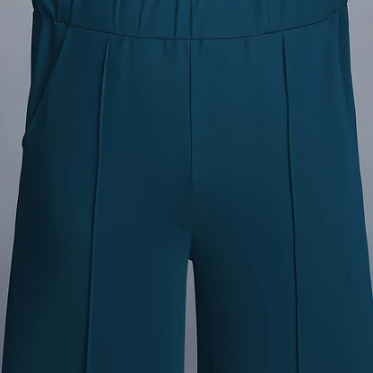 Wide-Leg Dress Pants – High-Waisted Tailored Trousers with Pockets