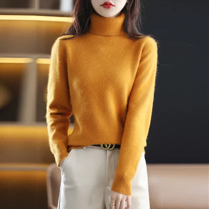 100% Cashmere Turtleneck Sweater – Soft Knit Long Sleeve Pullover