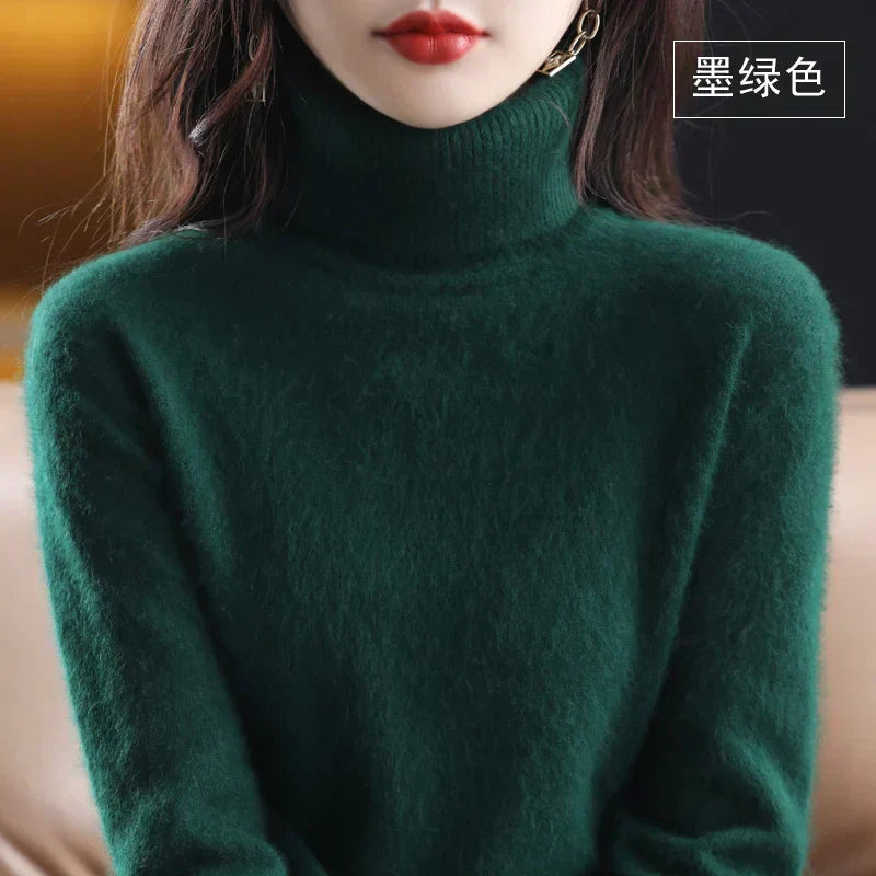 100% Cashmere Turtleneck Sweater – Soft Knit Long Sleeve Pullover