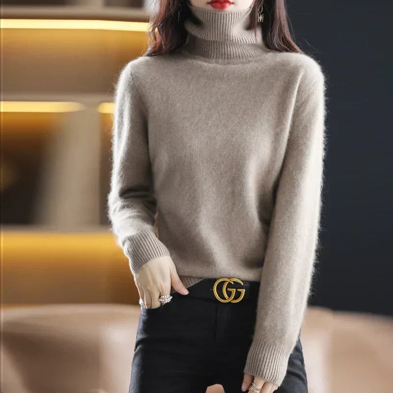 100% Cashmere Turtleneck Sweater – Soft Knit Long Sleeve Pullover