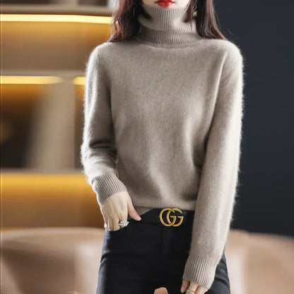 100% Cashmere Turtleneck Sweater – Soft Knit Long Sleeve Pullover