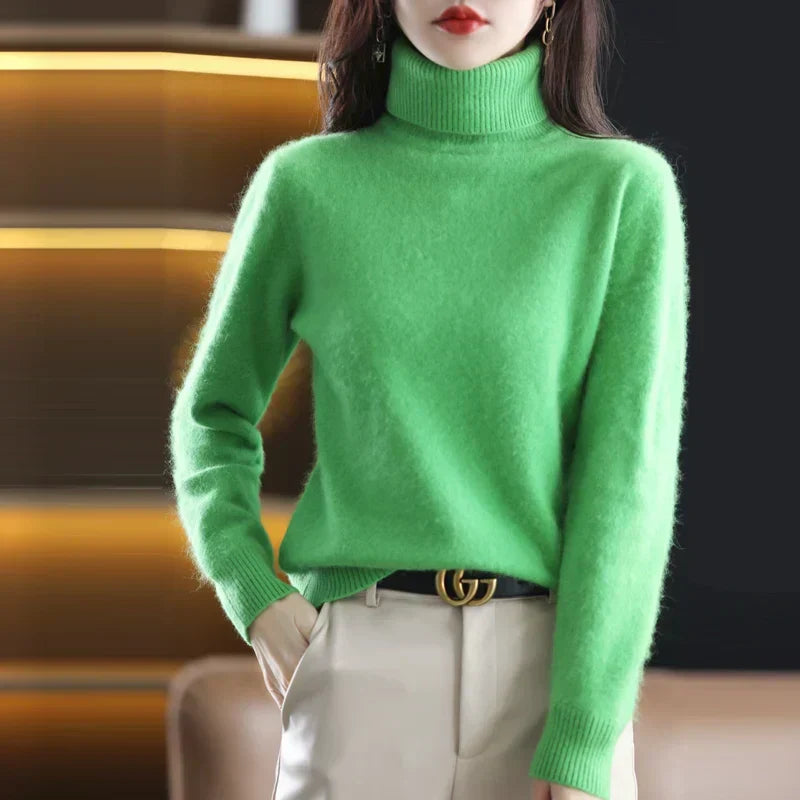 100% Cashmere Turtleneck Sweater – Soft Knit Long Sleeve Pullover