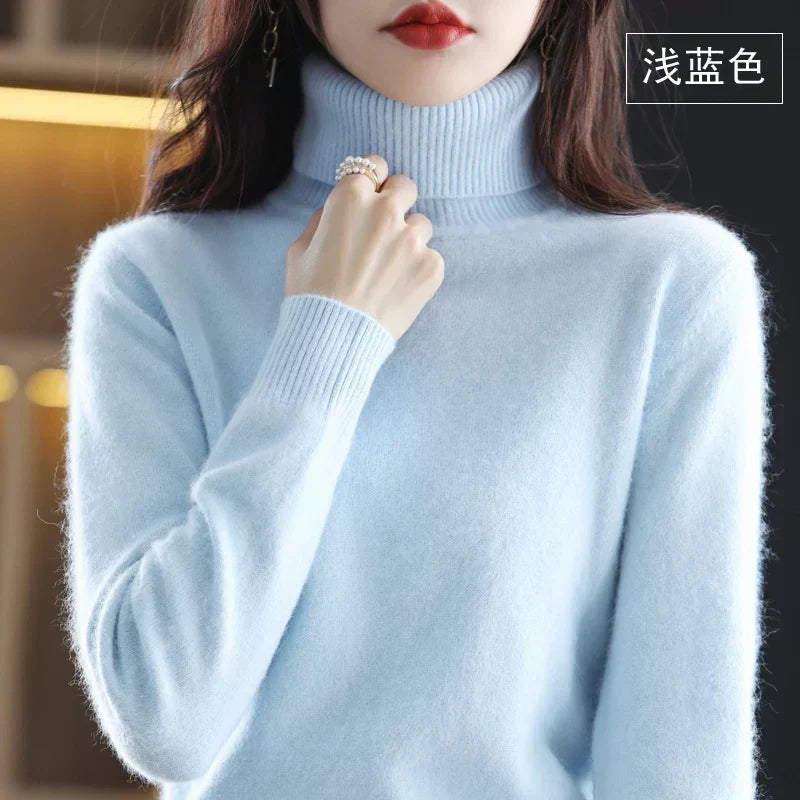 100% Cashmere Turtleneck Sweater – Soft Knit Long Sleeve Pullover