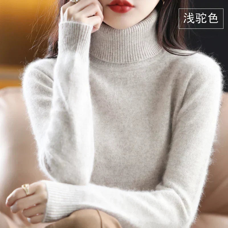 100% Cashmere Turtleneck Sweater – Soft Knit Long Sleeve Pullover