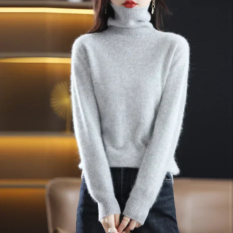 100% Cashmere Turtleneck Sweater – Soft Knit Long Sleeve Pullover