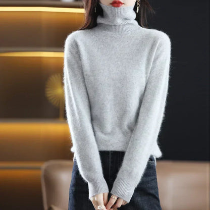 100% Cashmere Turtleneck Sweater – Soft Knit Long Sleeve Pullover