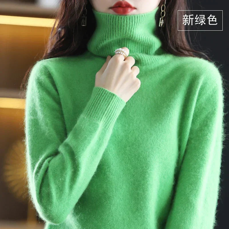 100% Cashmere Turtleneck Sweater – Soft Knit Long Sleeve Pullover