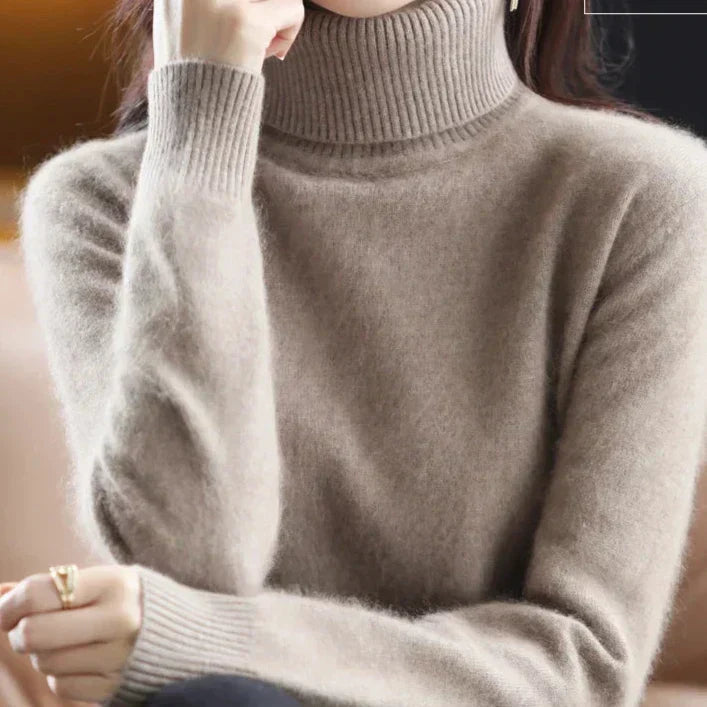 100% Cashmere Turtleneck Sweater – Soft Knit Long Sleeve Pullover