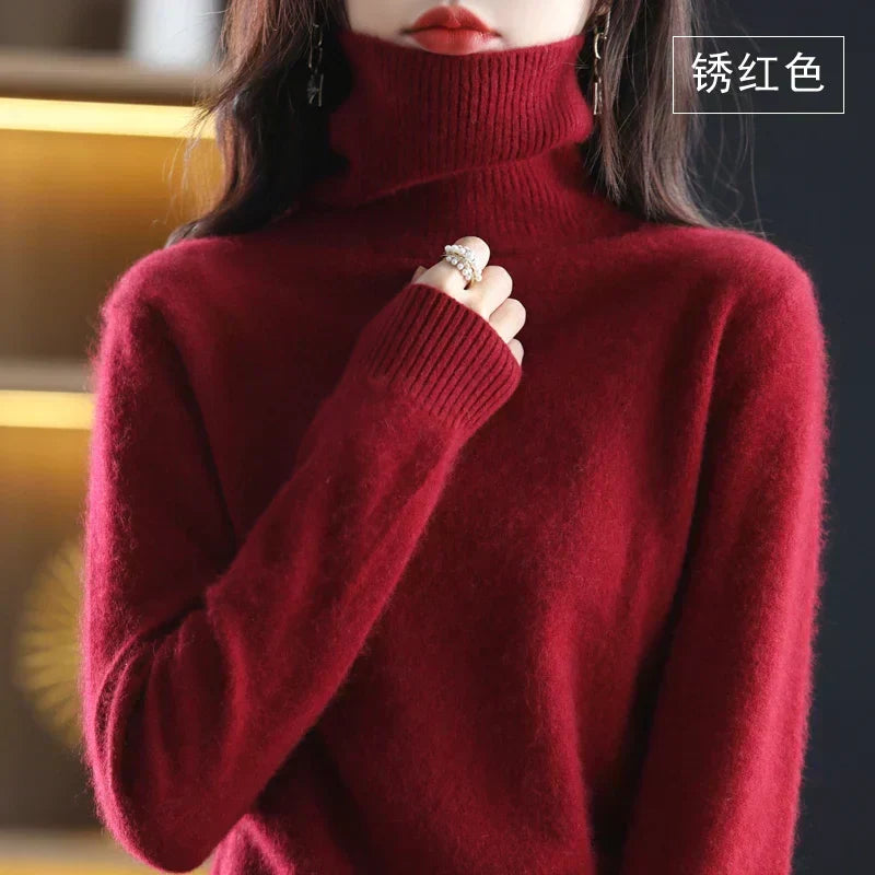 100% Cashmere Turtleneck Sweater – Soft Knit Long Sleeve Pullover