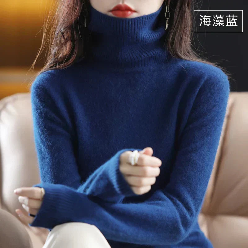 100% Cashmere Turtleneck Sweater – Soft Knit Long Sleeve Pullover