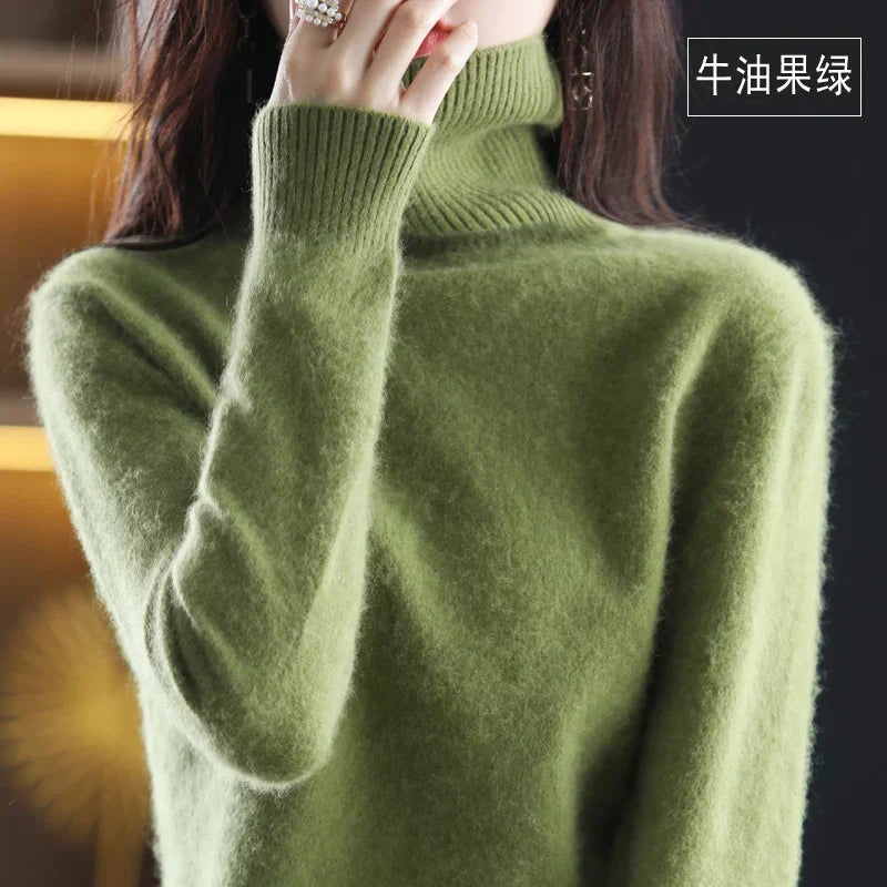 100% Cashmere Turtleneck Sweater – Soft Knit Long Sleeve Pullover