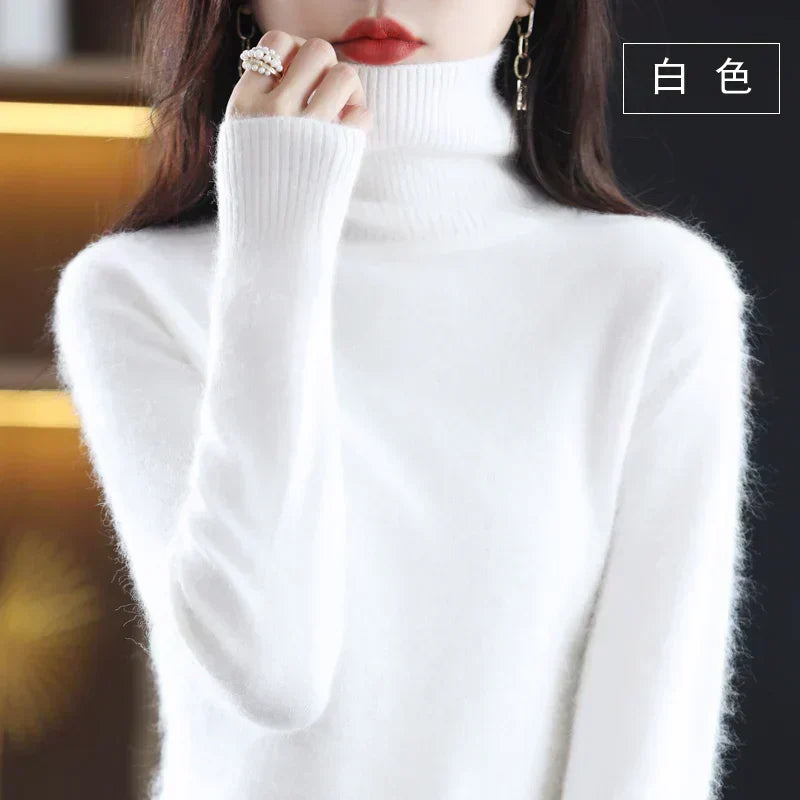 100% Cashmere Turtleneck Sweater – Soft Knit Long Sleeve Pullover