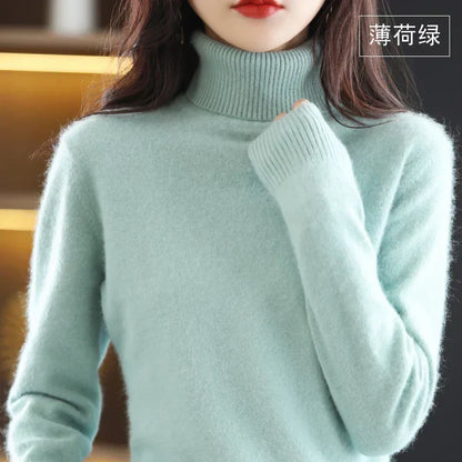100% Cashmere Turtleneck Sweater – Soft Knit Long Sleeve Pullover