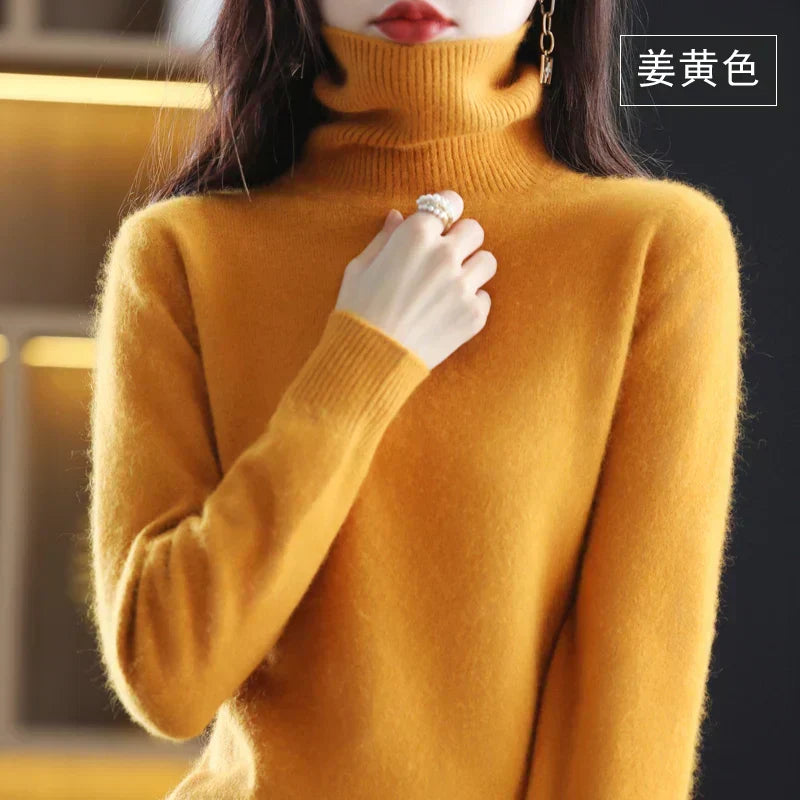 100% Cashmere Turtleneck Sweater – Soft Knit Long Sleeve Pullover