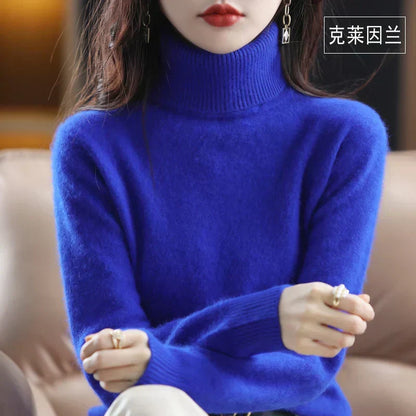 100% Cashmere Turtleneck Sweater – Soft Knit Long Sleeve Pullover