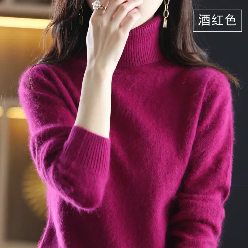 100% Cashmere Turtleneck Sweater – Soft Knit Long Sleeve Pullover