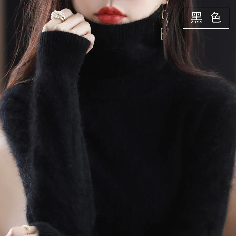 100% Cashmere Turtleneck Sweater – Soft Knit Long Sleeve Pullover
