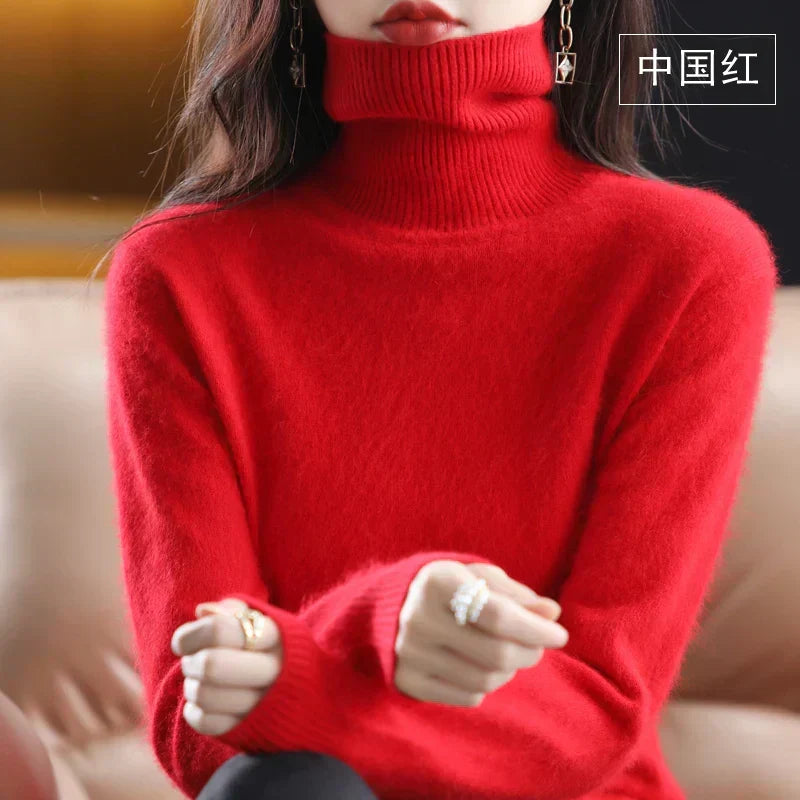 100% Cashmere Turtleneck Sweater – Soft Knit Long Sleeve Pullover