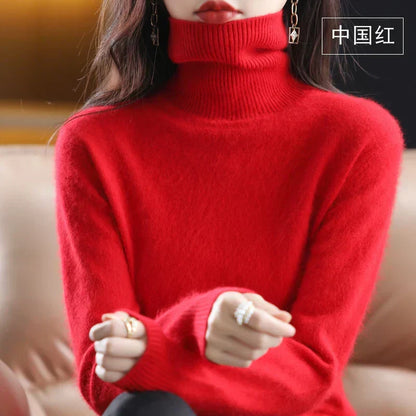 100% Cashmere Turtleneck Sweater – Soft Knit Long Sleeve Pullover