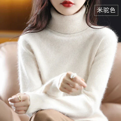 100% Cashmere Turtleneck Sweater – Soft Knit Long Sleeve Pullover