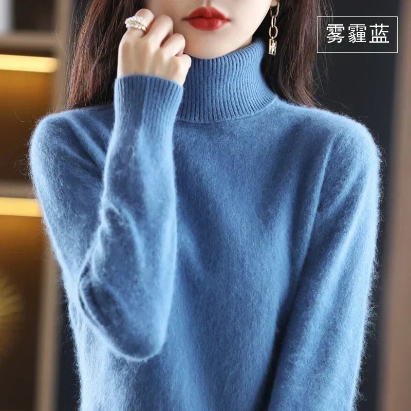 100% Cashmere Turtleneck Sweater – Soft Knit Long Sleeve Pullover