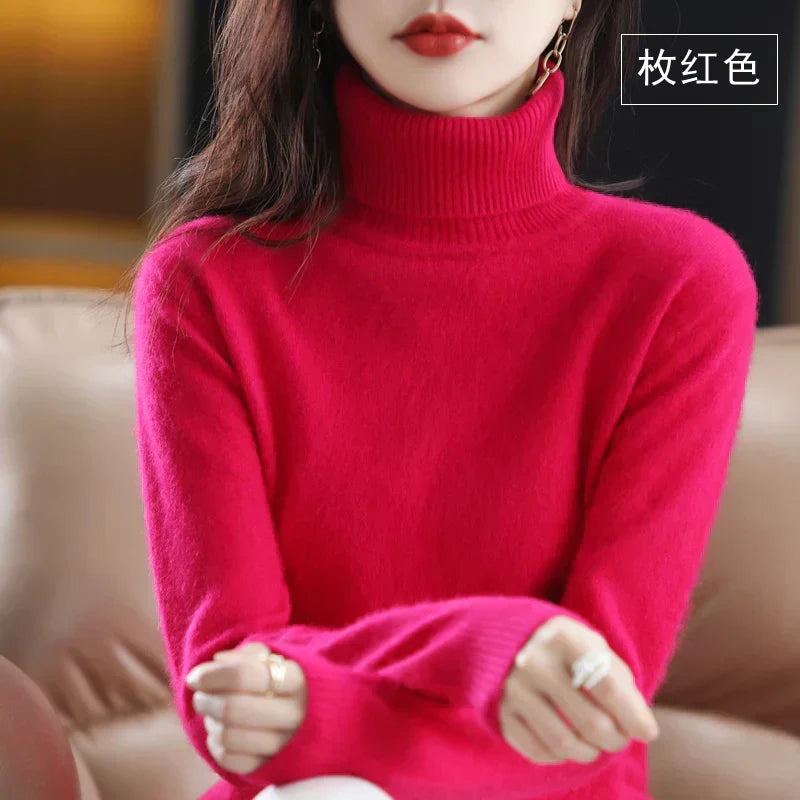100% Cashmere Turtleneck Sweater – Soft Knit Long Sleeve Pullover