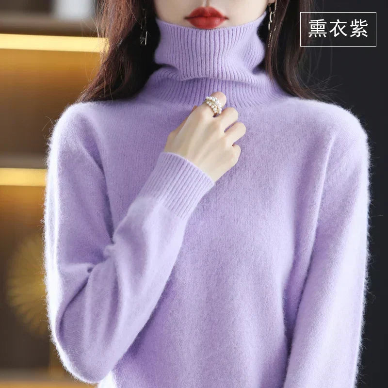 100% Cashmere Turtleneck Sweater – Soft Knit Long Sleeve Pullover