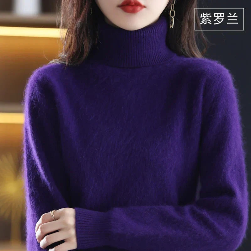 100% Cashmere Turtleneck Sweater – Soft Knit Long Sleeve Pullover