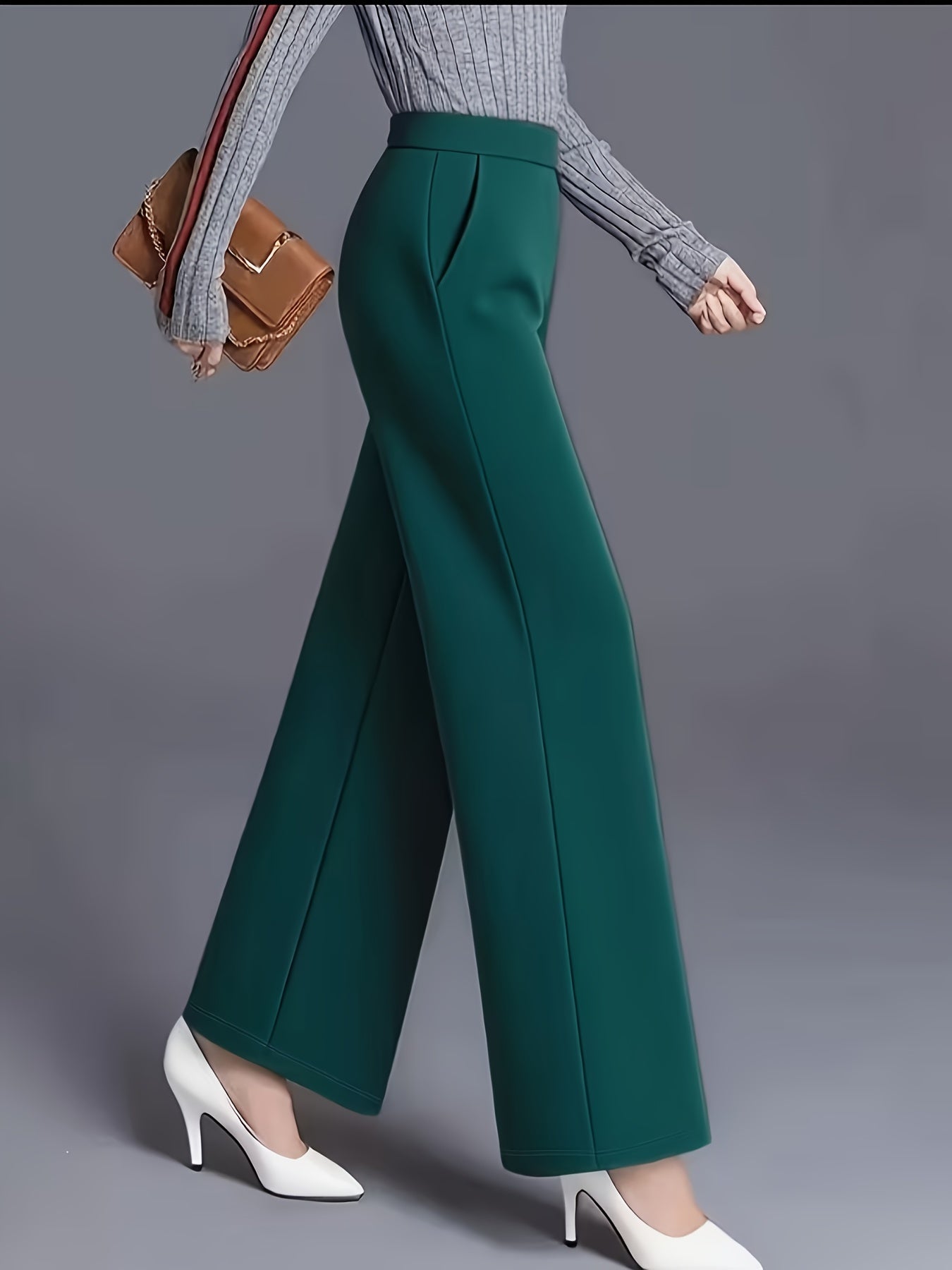 Wide-Leg Dress Pants – High-Waisted Tailored Trousers with Pockets
