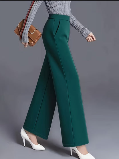 Wide-Leg Dress Pants – High-Waisted Tailored Trousers with Pockets
