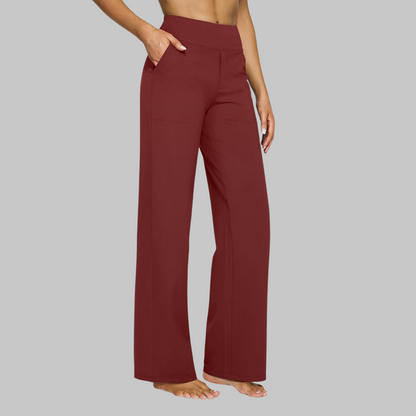 High-Waist Wide-Leg Stretch Pants – Soft Pull-On Trousers with Pockets