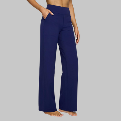 High-Waist Wide-Leg Stretch Pants – Soft Pull-On Trousers with Pockets
