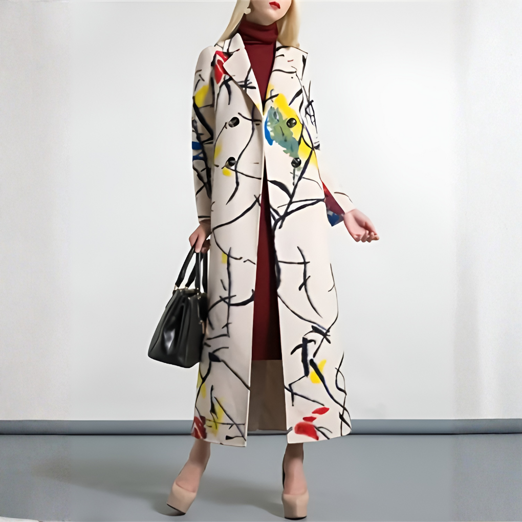 Double Breasted Longline Coat – Stand Collar Oversized Fit