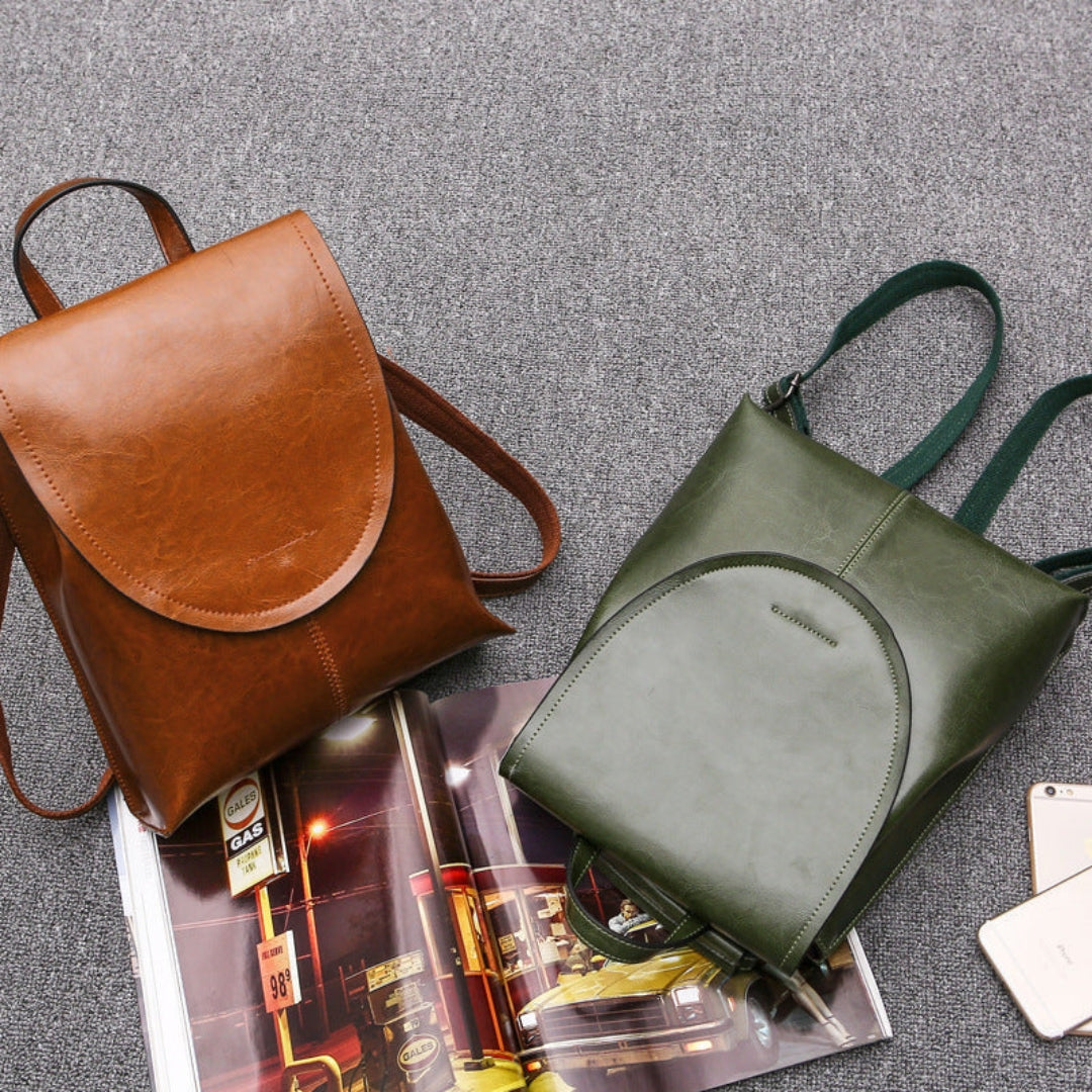 Leather Backpack Purse – Flap Convertible Multi-Compartment