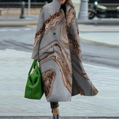 Double Breasted Longline Coat – Stand Collar Oversized Fit