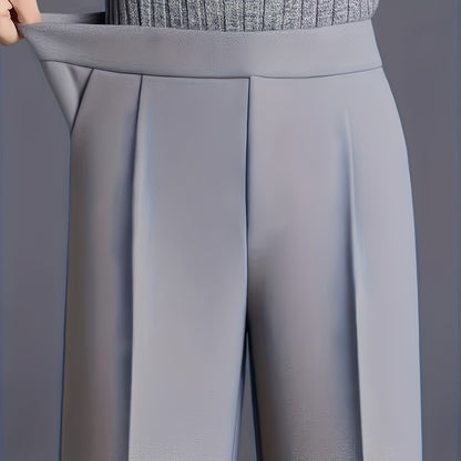 Wide-Leg Dress Pants – High-Waisted Tailored Trousers with Pockets
